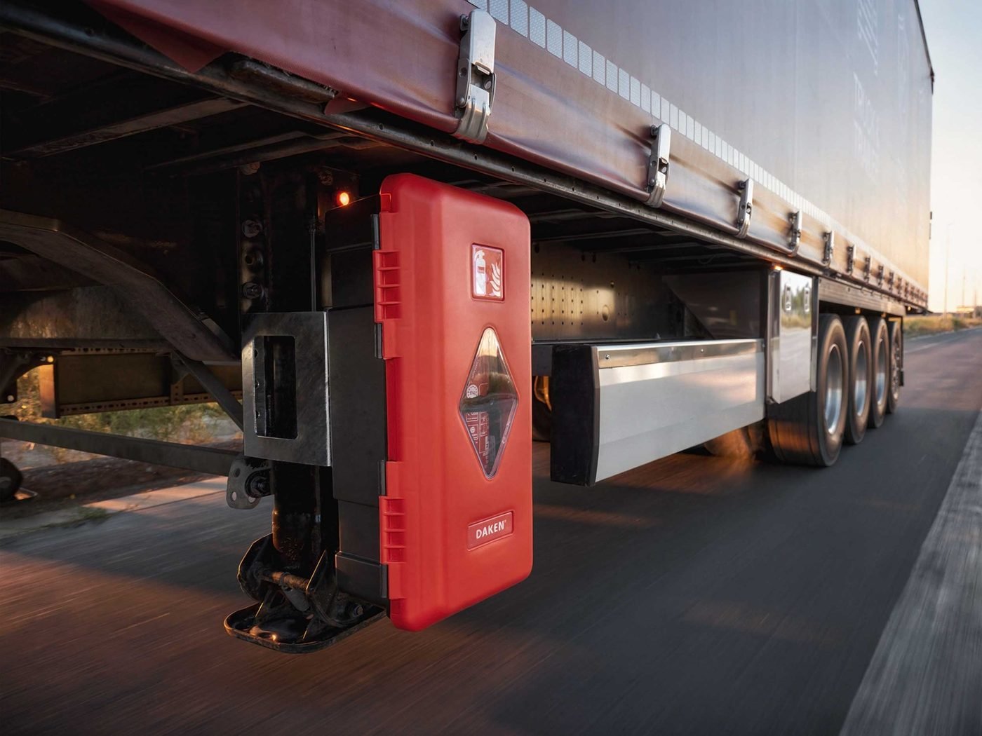 extinguisher cabinet on a semi-trailer